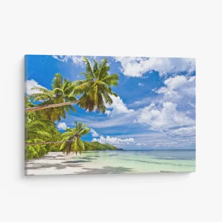 Leinwandbild tropischer strand mit palmen