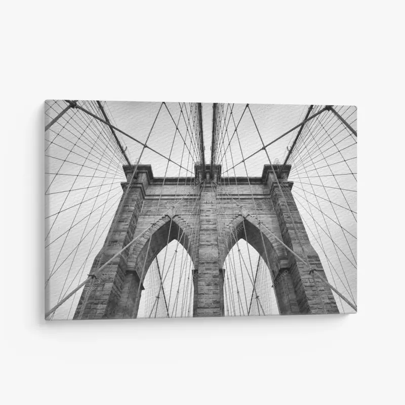 Leinwandbild monochrome hängebrücke aus grafischer perspektive