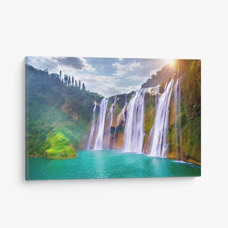 Leinwandbild Jiulong wasserfall türkis kaskade in Luoping, China