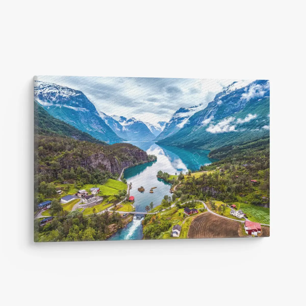 Leinwandbild Norwegen fjord aus der luft – Pixers®