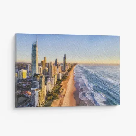 Leinwandbild sonnenaufgang über Surfers Paradise skyline – Pixers®