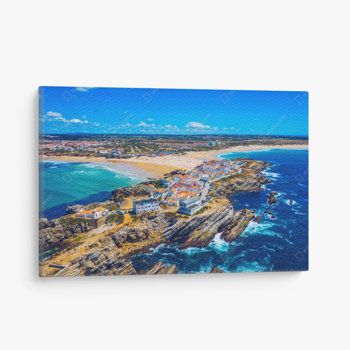 Leinwandbild Baleal küste, Portugal luftaufnahme – Pixers®