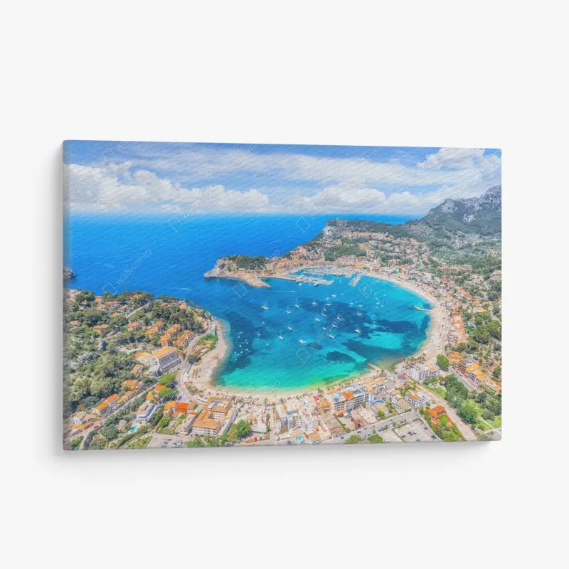 Leinwandbild luftaufnahme der bucht von Port de Sóller