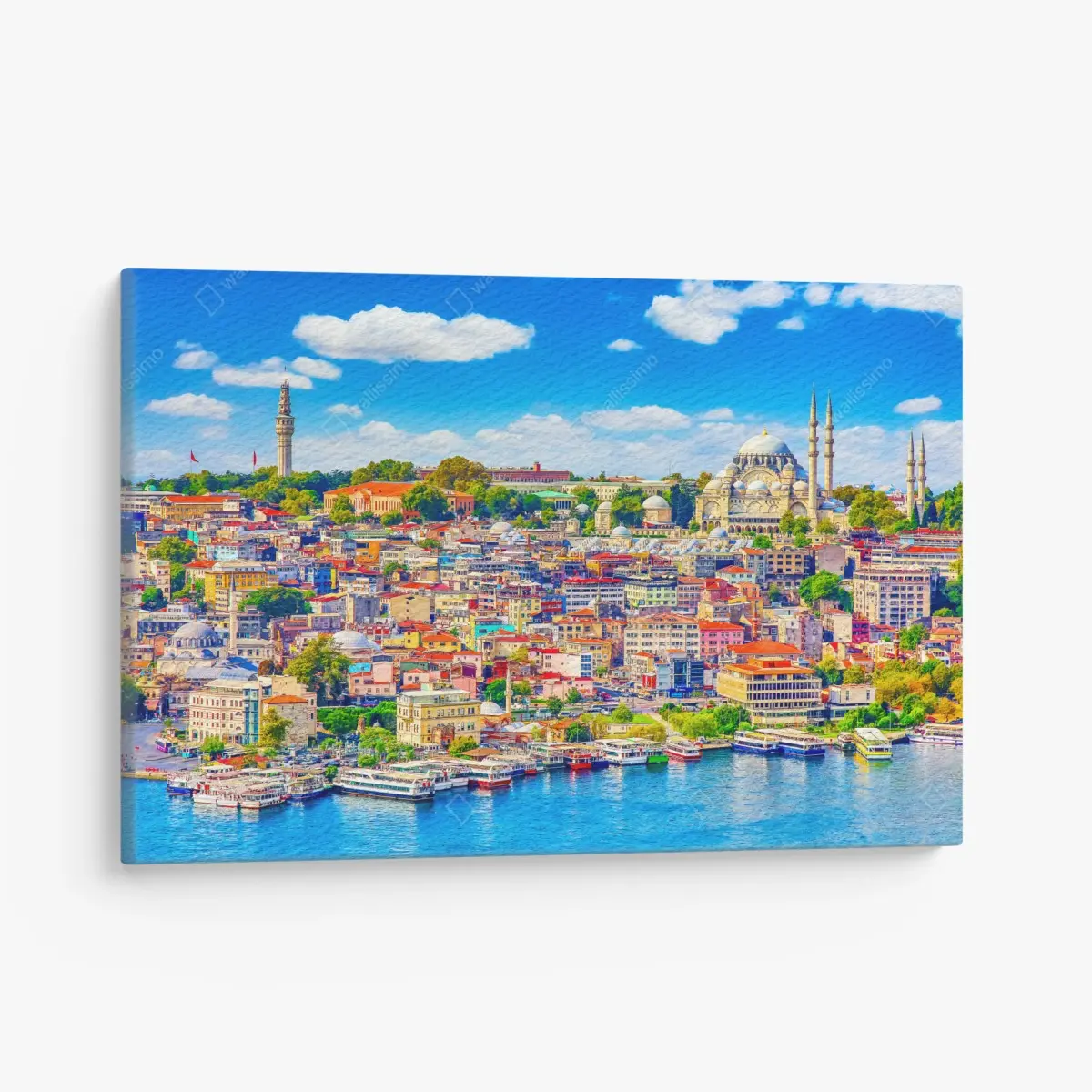 Leinwandbild lebendige Skyline von Istanbul über dem Bosporus – Pixers®