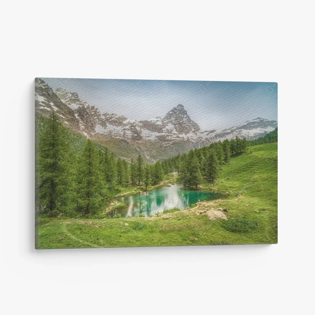 Leinwandbild türkisfarbener alpensee bei Cervinia – Pixers®