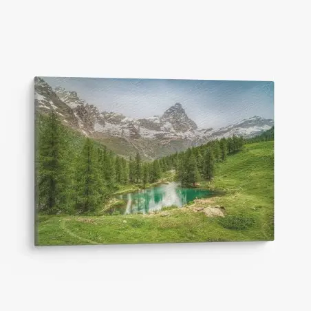 Leinwandbild türkisfarbener alpensee bei Cervinia – Pixers®