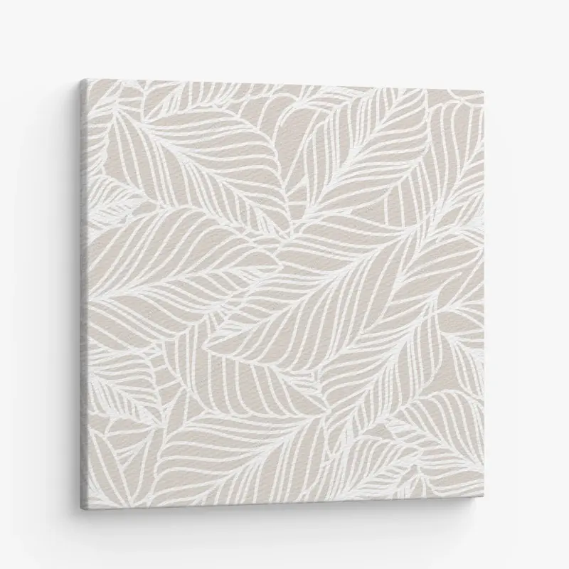 Leinwandbild beige botanisches blattmuster