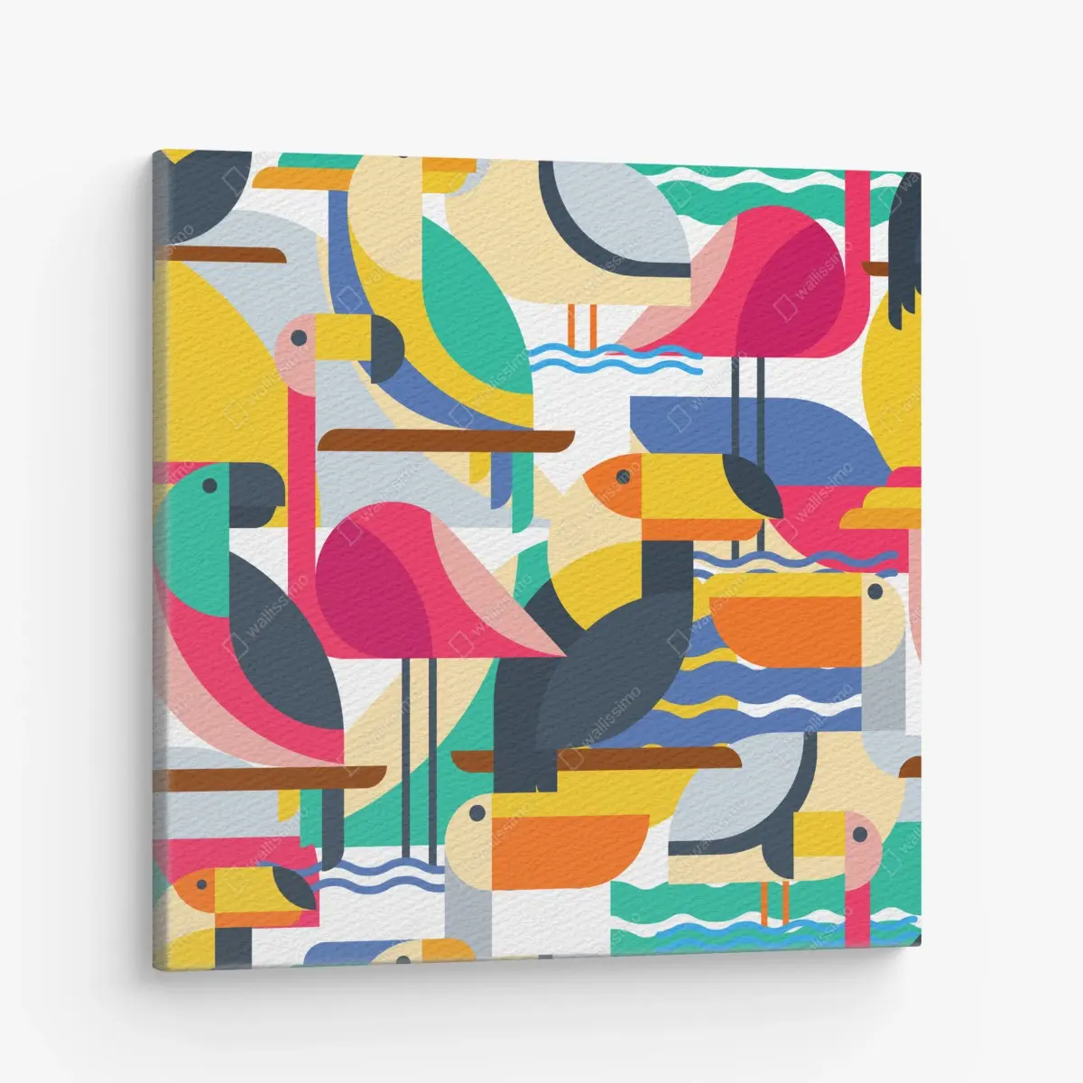 Leinwandbild tropisches geometrisches vogelmuster – Pixers®