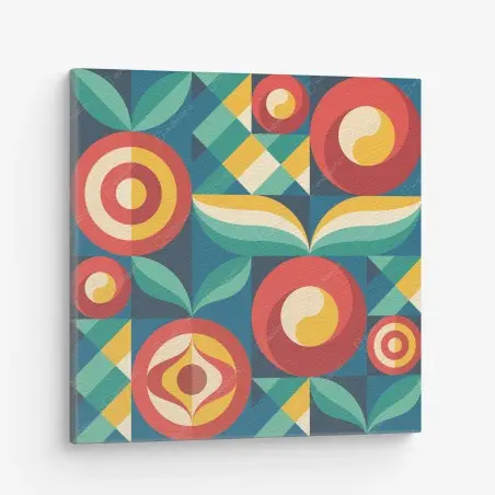Leinwandbild lebhaftes geometrisches blumenmuster – Pixers®