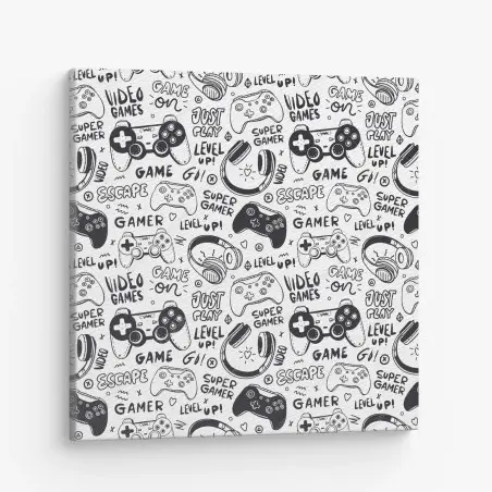 Leinwandbild doodle-muster mit videospiel-controllern – Pixers®