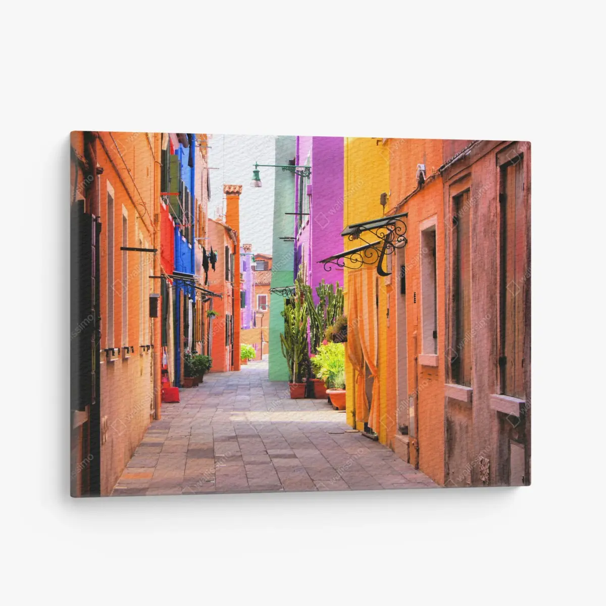 Leinwandbild bunte mediterrane gasse – Pixers®