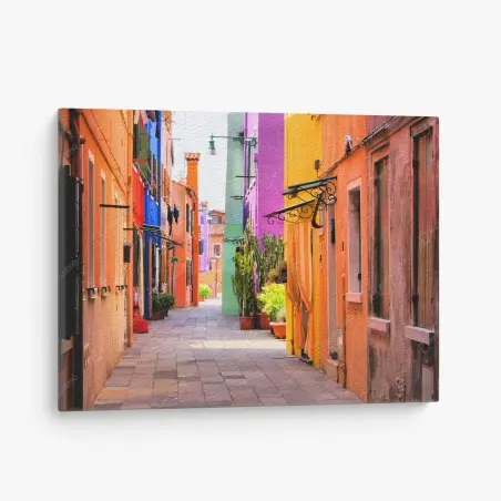 Leinwandbild bunte mediterrane gasse – Pixers®