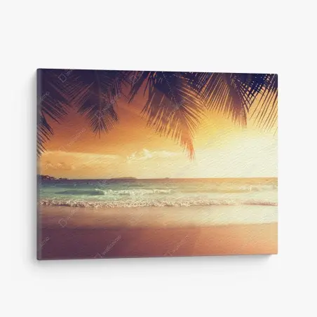 Leinwandbild strand bei sonnenuntergang in der Karibik – Pixers®