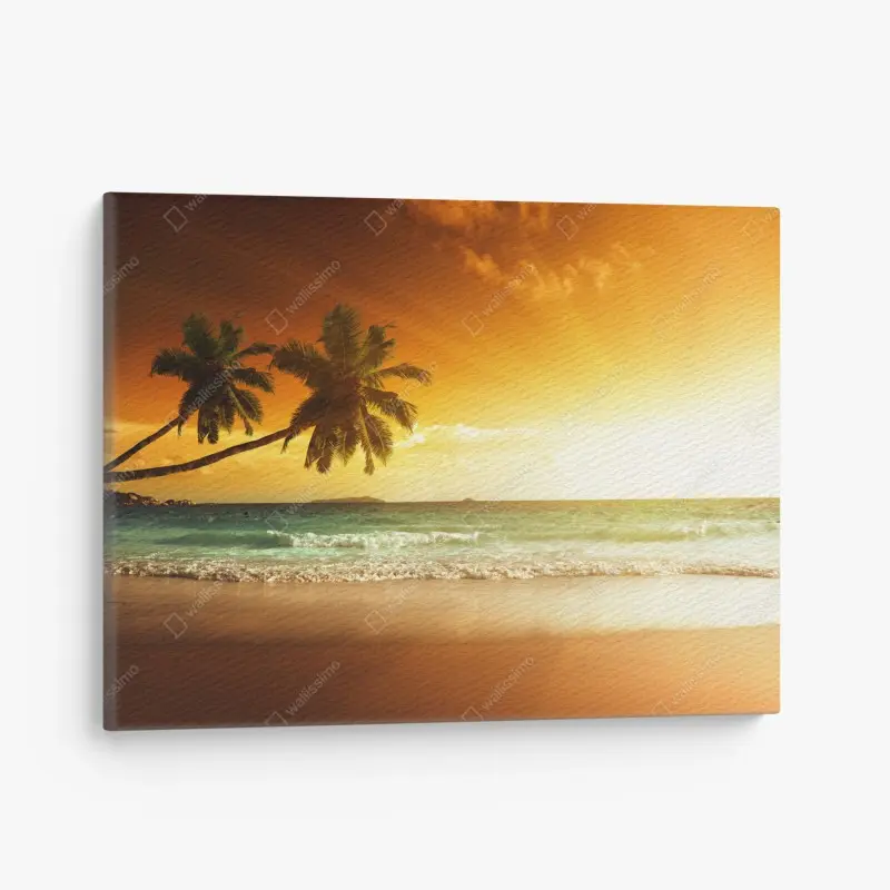 Leinwandbild tropischer sonnenuntergang am strand