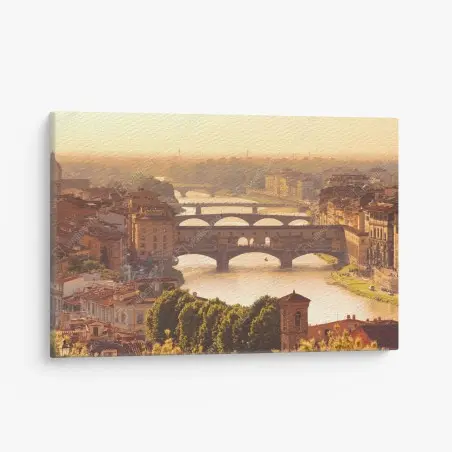Leinwandbild goldener sonnenuntergang über Ponte Vecchio, Florenz – Pixers®