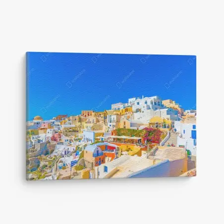 Leinwandbild sonniges Dorf Oia, Santorini – Pixers®