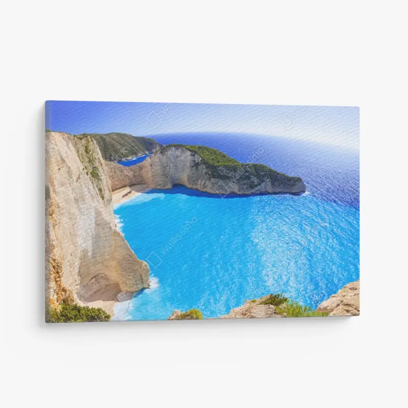 Leinwandbild türkisblauer klippenstrand panorama