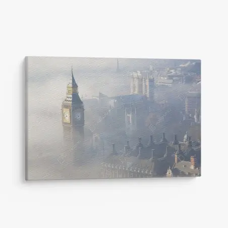 Leinwandbild neblige luftaufnahme von Big Ben und Palace of Westminster – Pixers®