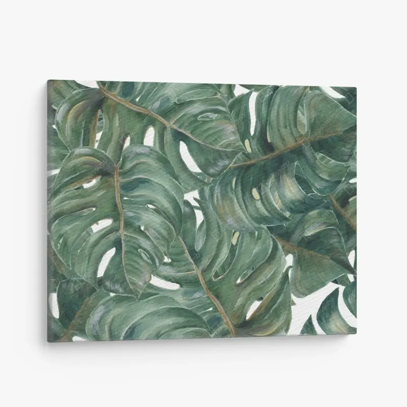 Leinwandbild monstera blätter in aquarell