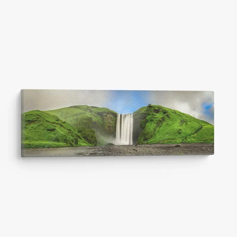 Leinwandbild panorama des wasserfalls Skogafoss