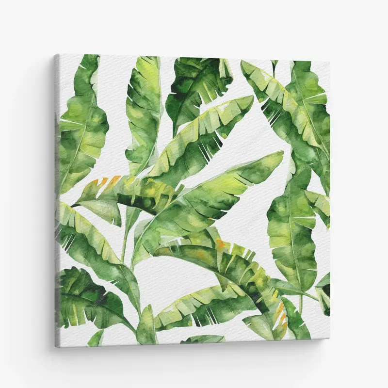 Leinwandbild tropisches bananenblatt aquarellmuster