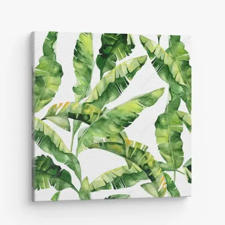 Leinwandbild tropisches bananenblatt aquarellmuster – Pixers®