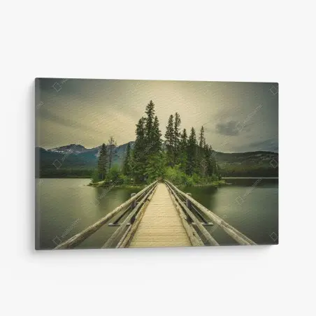Leinwandbild abendlicher weg zur Pyramid Island, Jasper National Park – Pixers®