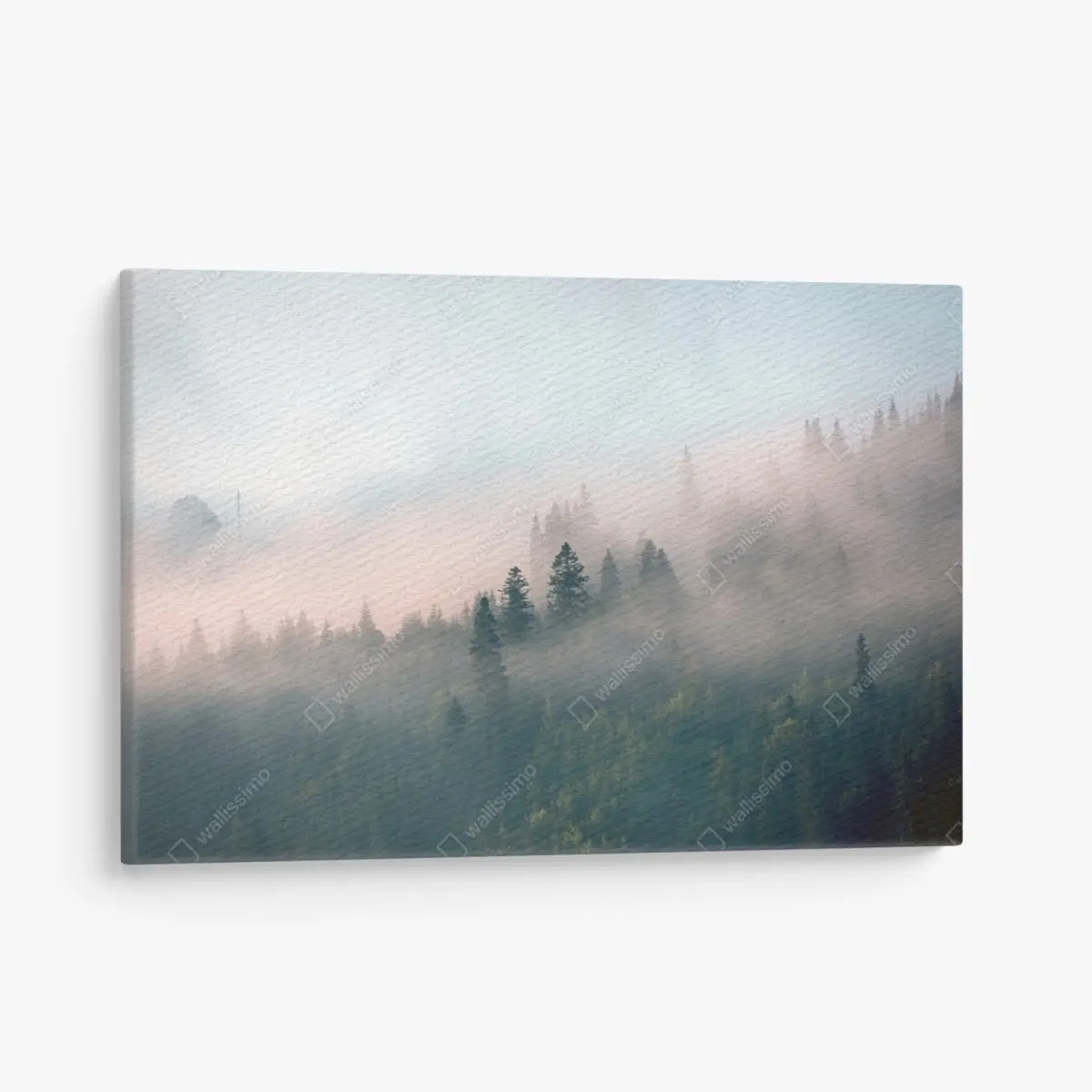 Leinwandbild nebliger morgenwald – Pixers®