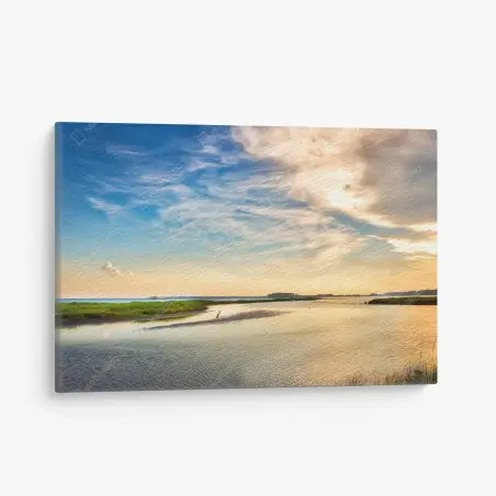 Leinwandbild graureiher in der Chesapeake-Bucht bei sonnenuntergang – Pixers®
