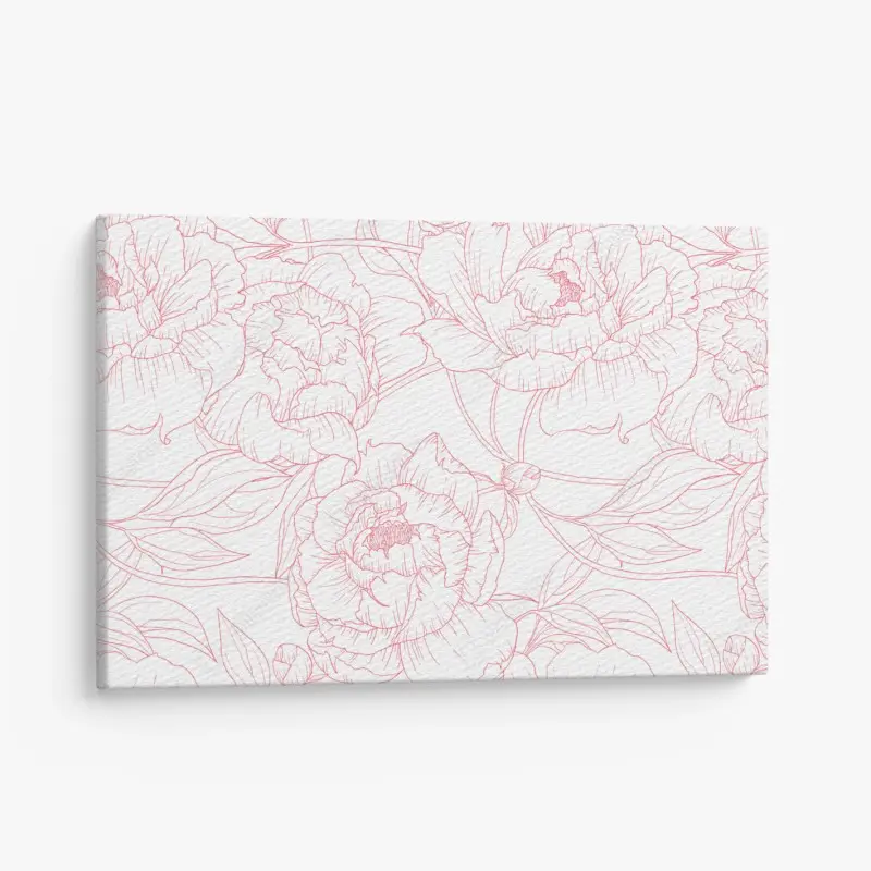Leinwandbild zartes rosa paeonien-line-art-muster