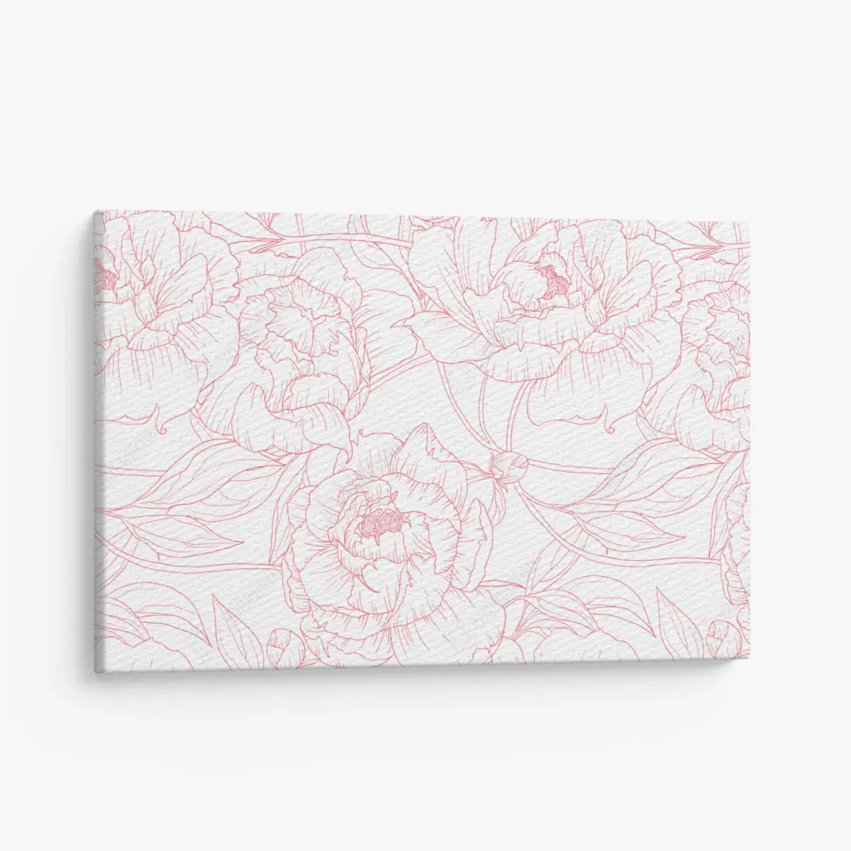 Leinwandbild zartes rosa paeonien-line-art-muster – Pixers®