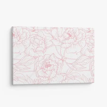 Leinwandbild zartes rosa paeonien-line-art-muster – Pixers®