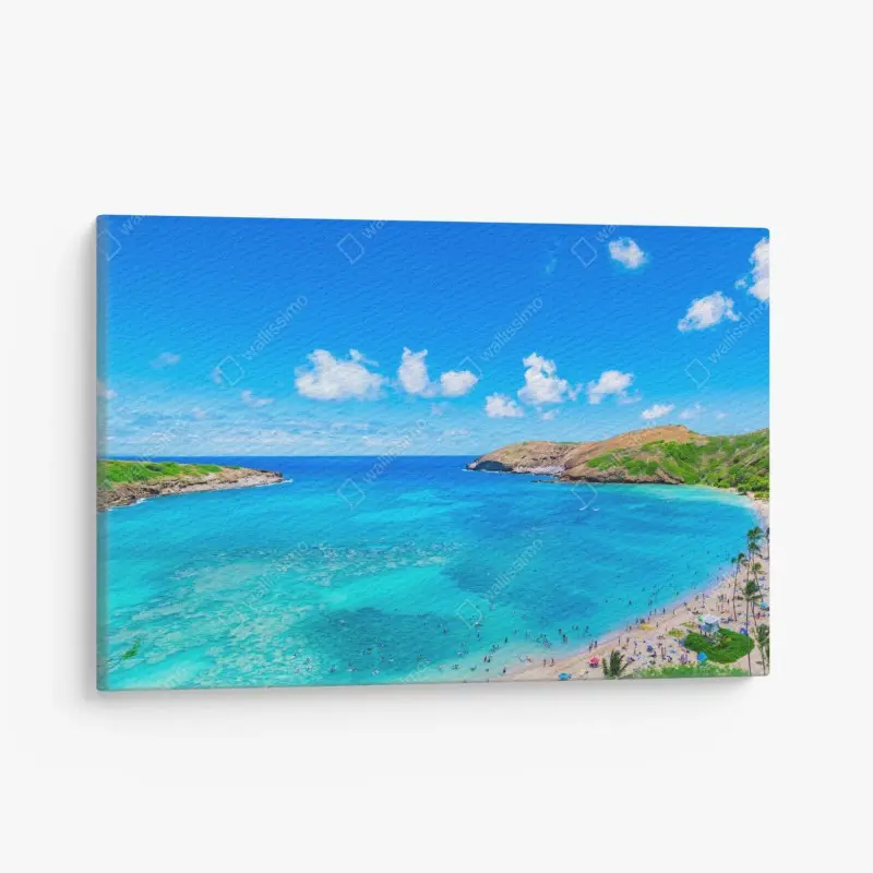 Leinwandbild tropische türkisfarbene bucht panorama