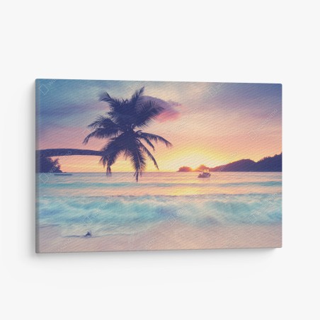 Leinwandbild tropischer pastellsonnenuntergang am meer – Pixers®