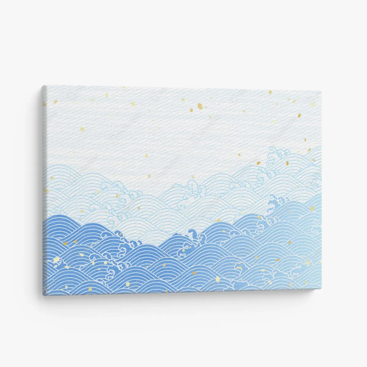 Leinwandbild ruhige blaue wellen mit goldakzenten – Pixers®