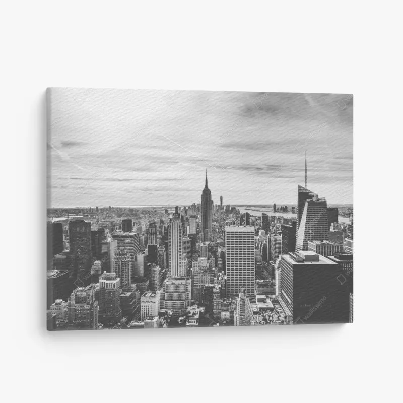 Leinwandbild panorama von New York in graustufen