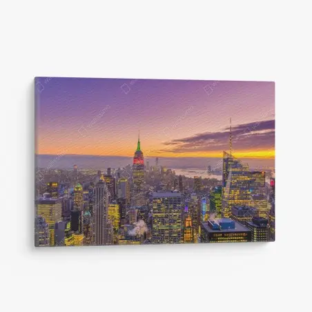 Leinwandbild lebendige New York skyline bei sonnenuntergang – Pixers®