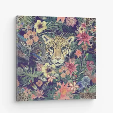 Leinwandbild vintage aquarell leopard im tropischen dschungel – Pixers®