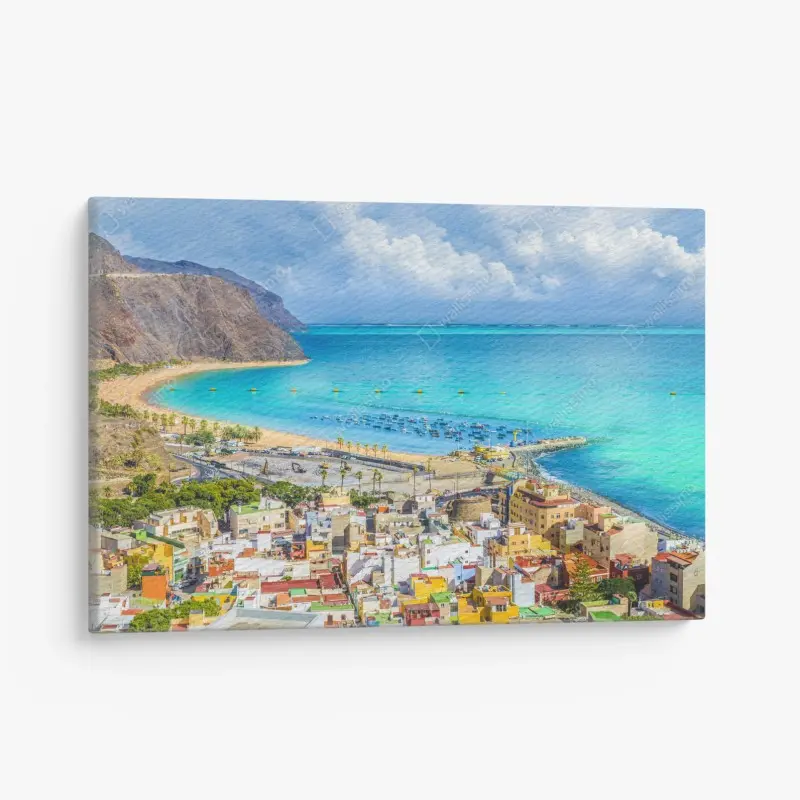 Leinwandbild panorama des Strandes Las Teresitas, Teneriffa