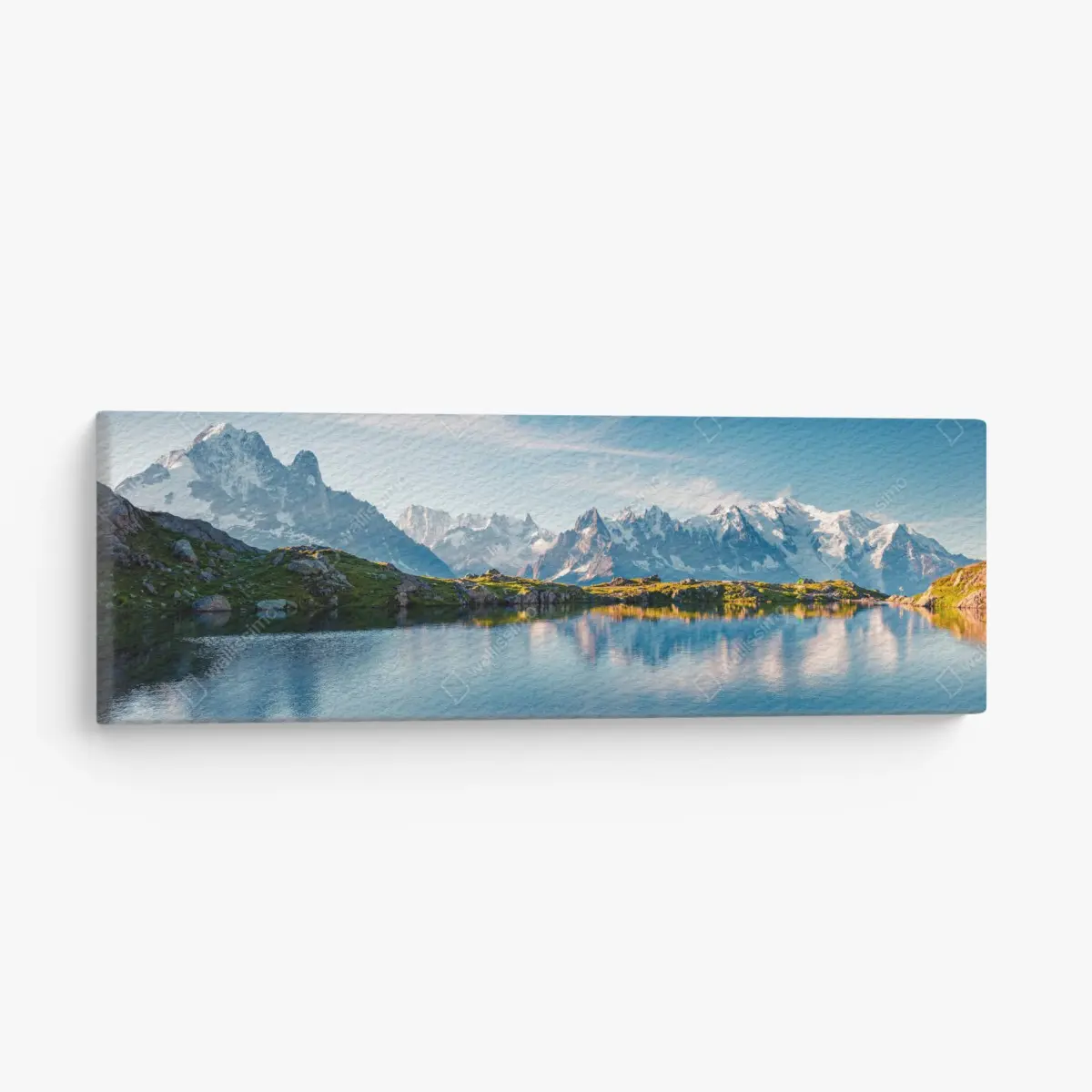 Leinwandbild panorama von Lac Blanc und Mont Blanc – Pixers®