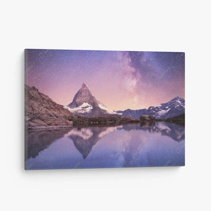 Leinwandbild Matterhorn unter der Milchstraße mit spiegelung