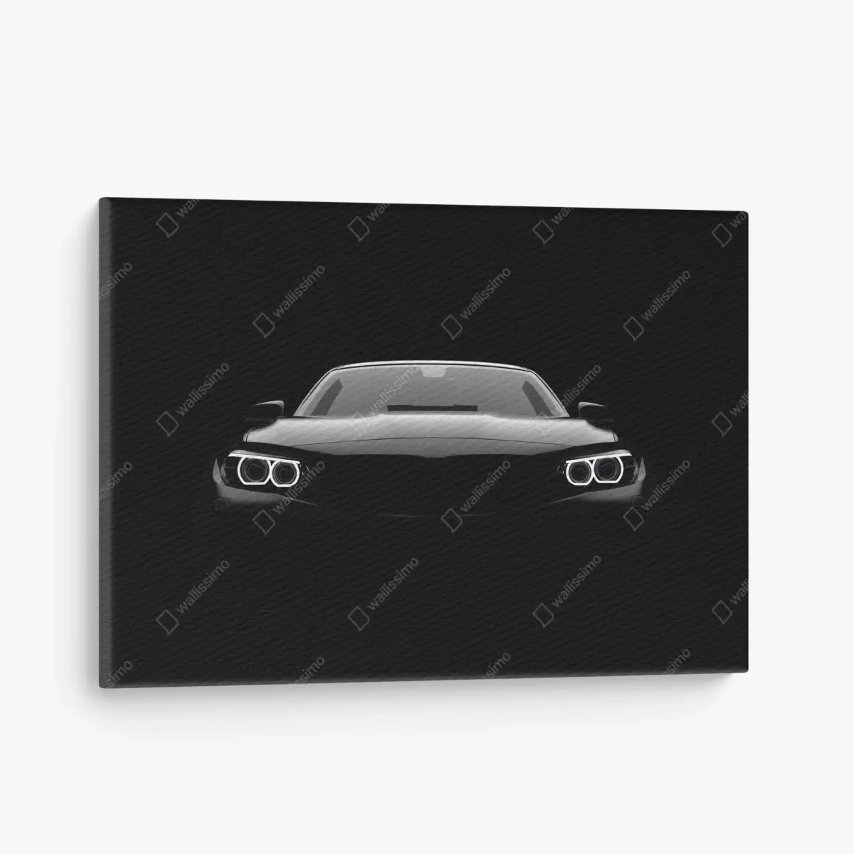 Leinwandbild eleganter schwarzer sportwagen von vorn – Pixers®