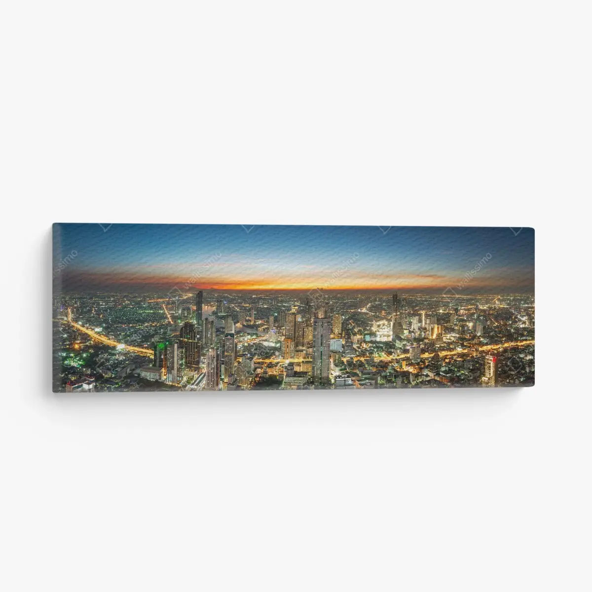Leinwandbild panorama von Bangkok bei dämmerung – Pixers®
