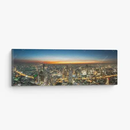 Leinwandbild panorama von Bangkok bei dämmerung – Pixers®