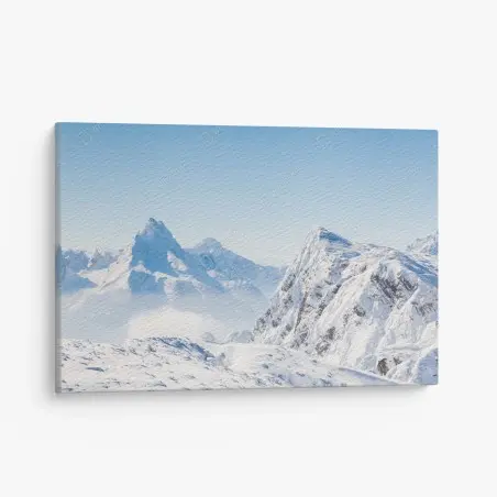 Leinwandbild ruhige panorama verschneiter berge – Pixers®