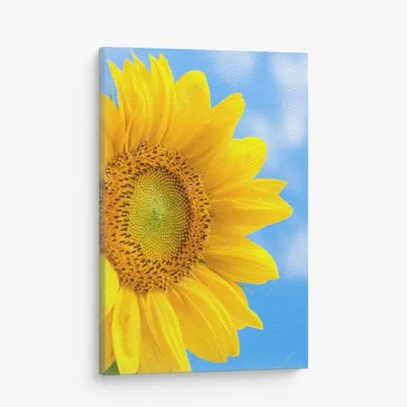 Leinwandbild leuchtende sonnenblume vor blauem himmel – Pixers®