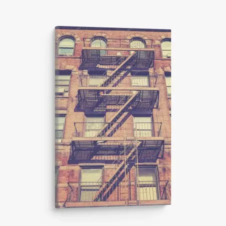 Leinwandbild vintage feuertreppen aus New York – Pixers®