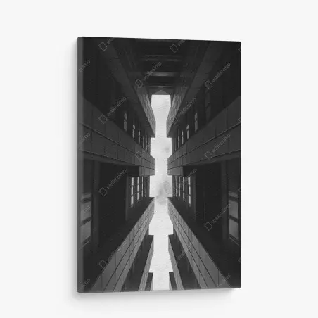 Leinwandbild vertikale städtische symmetrie in monochrom – Pixers®