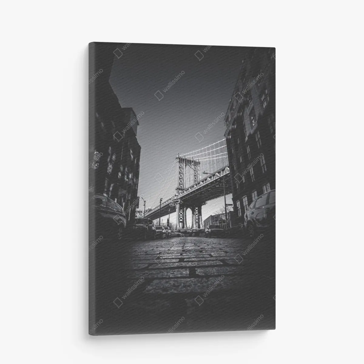 Leinwandbild Manhattan brücke perspektive über kopfsteinpflaster – Pixers®