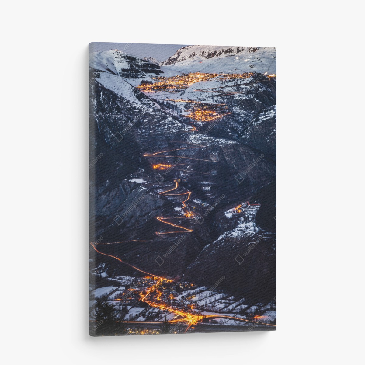 Leinwandbild Alpe d'Huez nächtliche auffahrt auf der serpentinenstraße – Pixers®